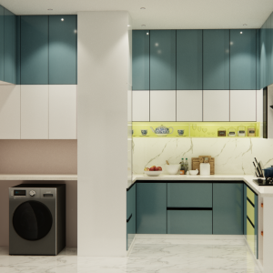 Kitchen Peacock green with light yellow